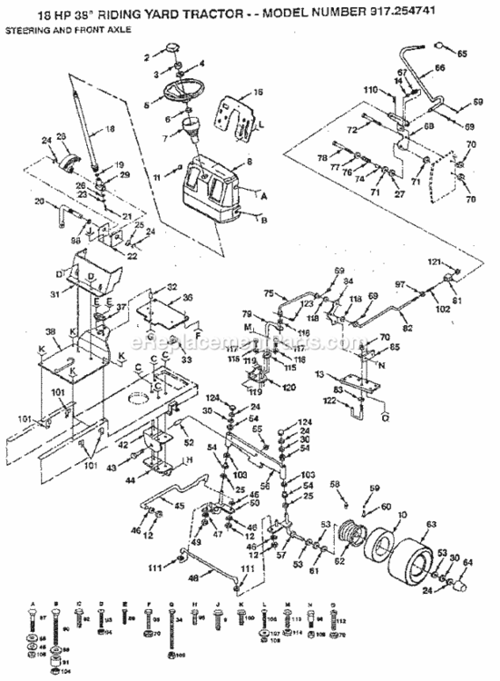 Page D Diagram and Parts List for 917254741  Craftsman Lawn Tractor