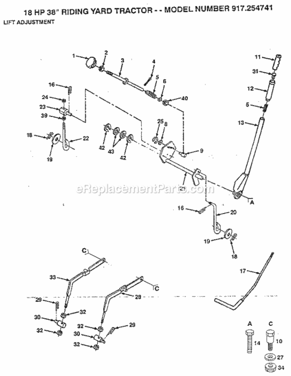 Page E Diagram and Parts List for 917254741  Craftsman Lawn Tractor