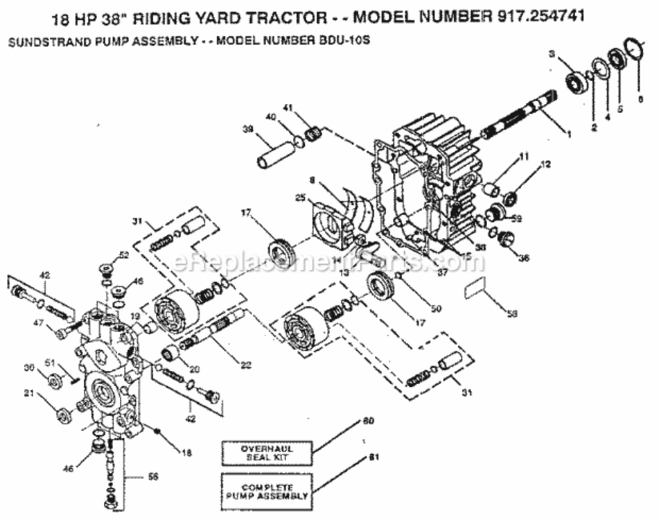 Page H Diagram and Parts List for 917254741  Craftsman Lawn Tractor