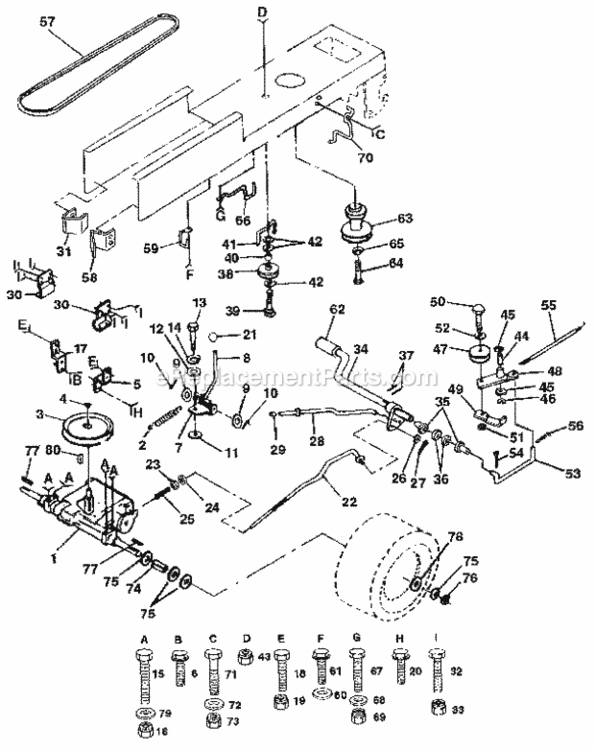 Page C Diagram and Parts List for 917254750  Craftsman Lawn Tractor