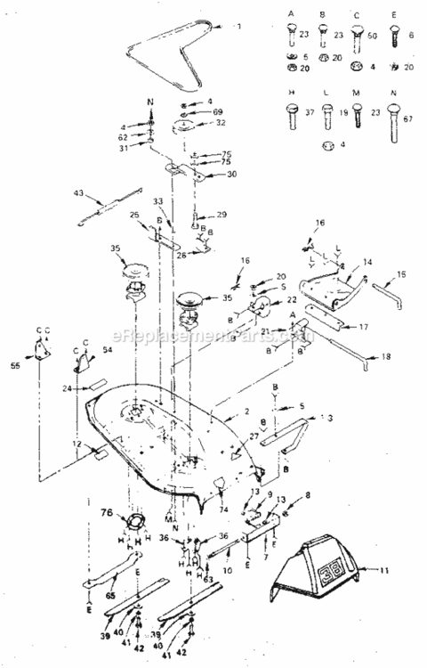 Page F Diagram and Parts List for 917254760  Craftsman Lawn Tractor