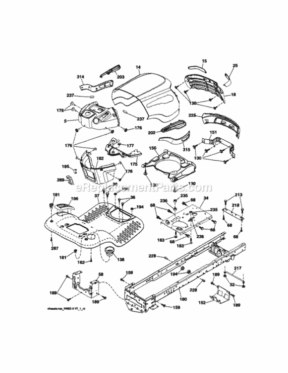 Page B Diagram and Parts List for 917254770  Craftsman Lawn Tractor