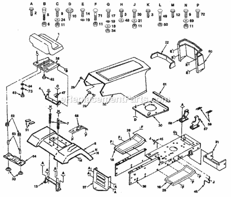 Page B Diagram and Parts List for 917254790  Craftsman Lawn Tractor