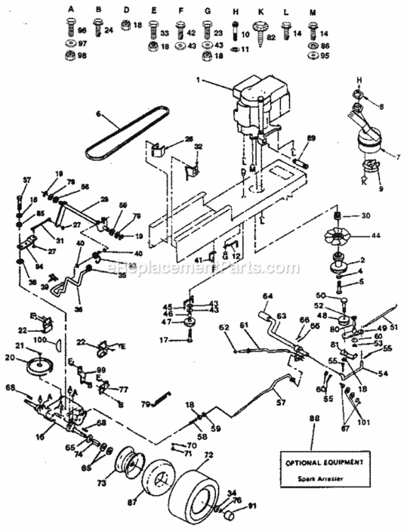 Page C Diagram and Parts List for 917254790  Craftsman Lawn Tractor