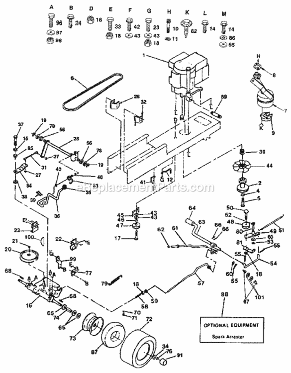 Page C Diagram and Parts List for 917254791  Craftsman Lawn Tractor