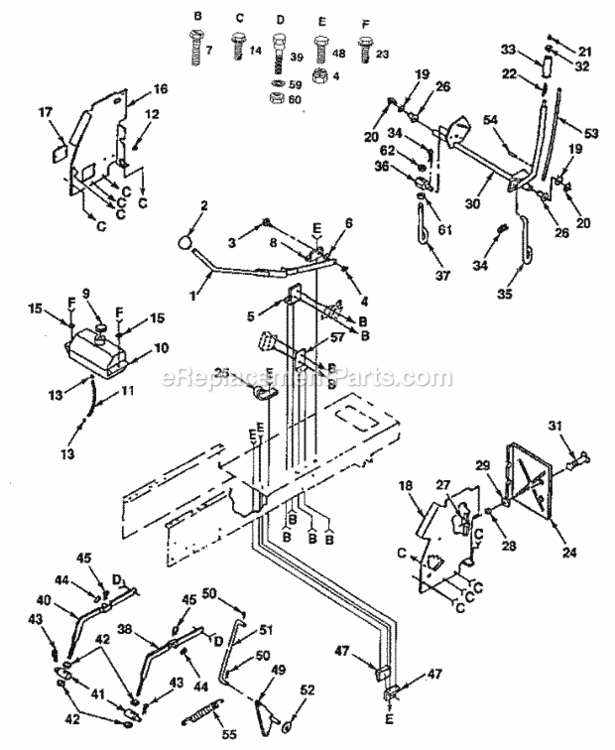 Page E Diagram and Parts List for 917254791  Craftsman Lawn Tractor