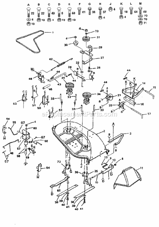 Page F Diagram and Parts List for 917254791  Craftsman Lawn Tractor