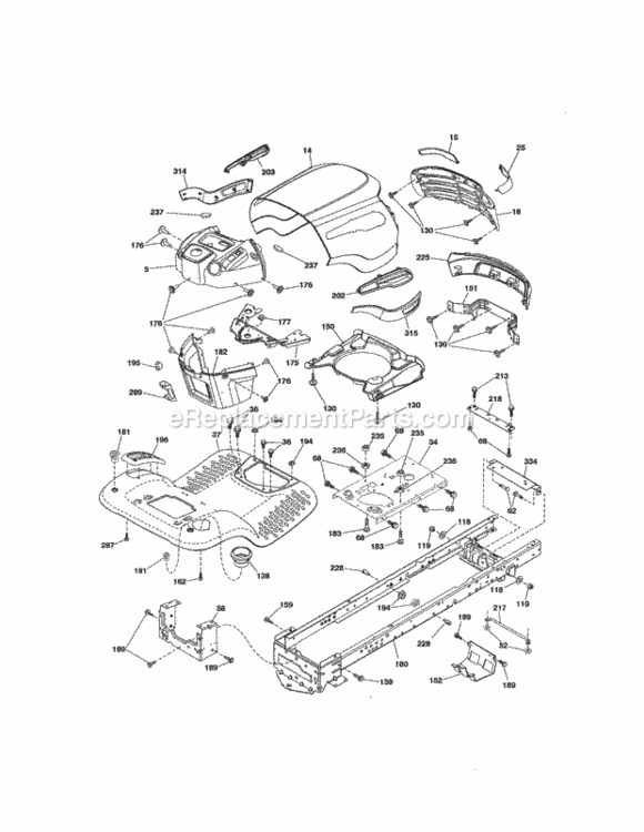 Page B Diagram and Parts List for 917254810  Craftsman Lawn Tractor