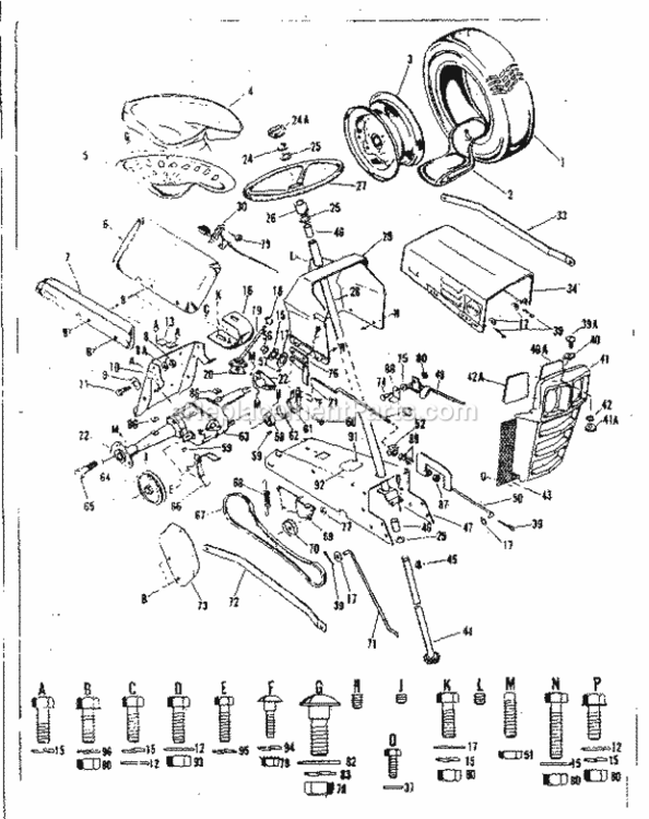 Page B Diagram and Parts List for 91725481  Craftsman Lawn Tractor