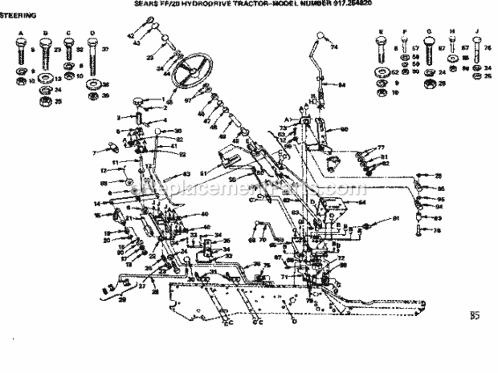 Page B Diagram and Parts List for 917254820  Craftsman Lawn Tractor