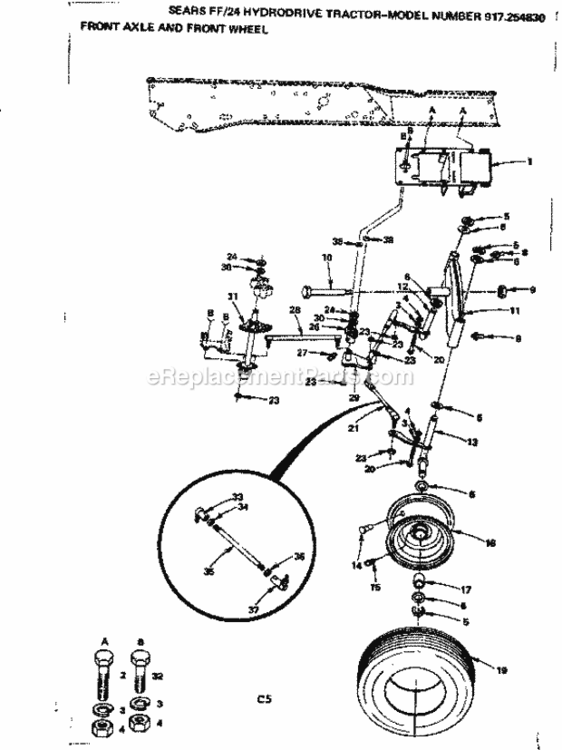 Page C Diagram and Parts List for 917254830  Craftsman Lawn Tractor