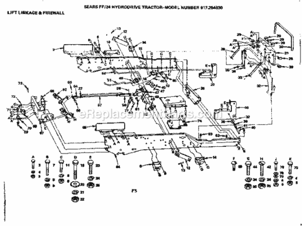 Page F Diagram and Parts List for 917254830  Craftsman Lawn Tractor