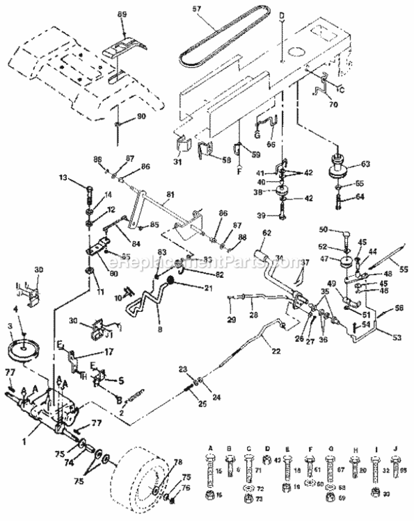 Page C Diagram and Parts List for 917254850  Craftsman Lawn Tractor