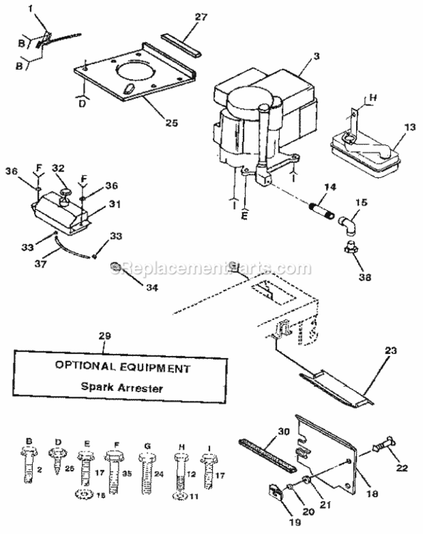 Page H Diagram and Parts List for 917254850  Craftsman Lawn Tractor