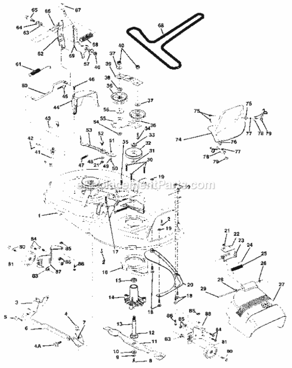 Page J Diagram and Parts List for 917254860  Craftsman Lawn Tractor