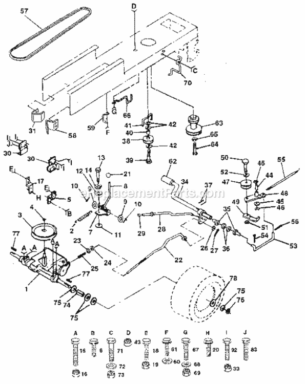 Page C Diagram and Parts List for 917254860  Craftsman Lawn Tractor