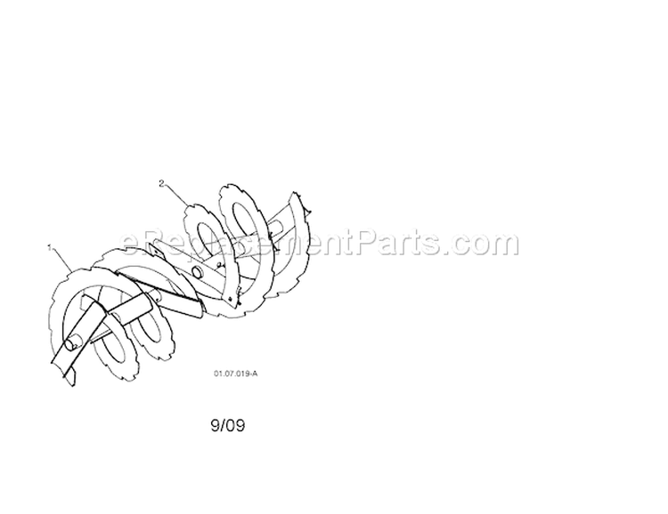 Auger Diagram and Parts List for 917254880  Craftsman Snow Blower