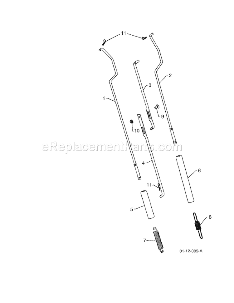 Impeller & Traction Rods Diagram and Parts List for 917254880  Craftsman Snow Blower