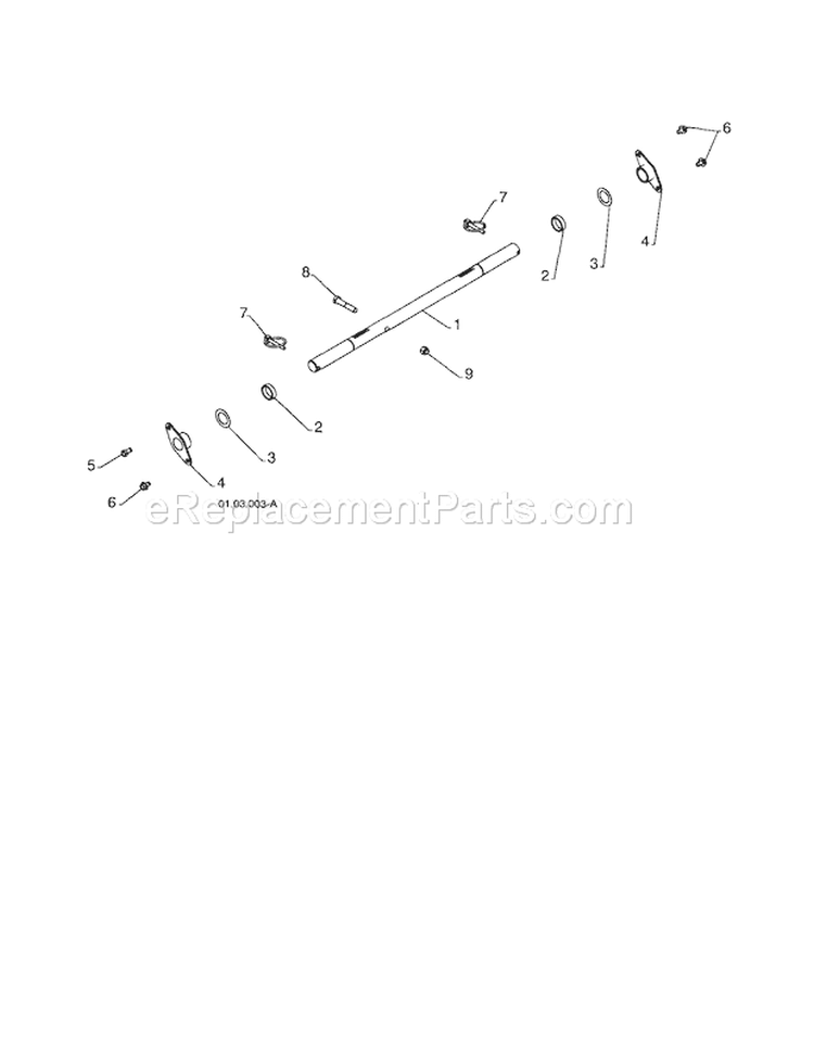 Axle Diagram and Parts List for 917254880  Craftsman Snow Blower