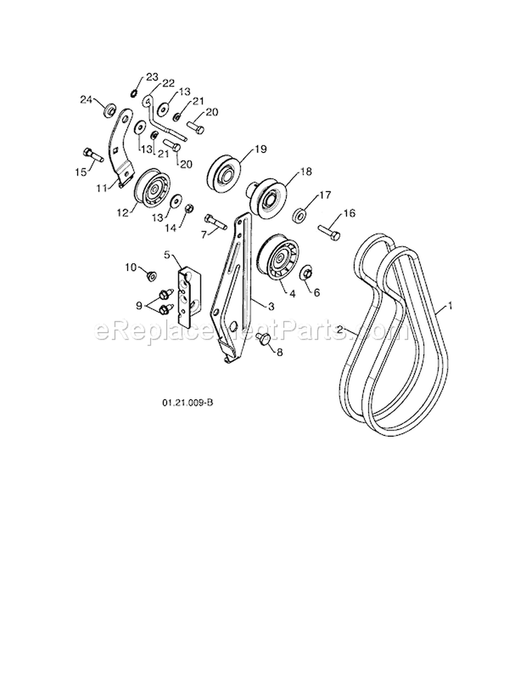 Impeller & Traction Belts Diagram and Parts List for 917254880  Craftsman Snow Blower