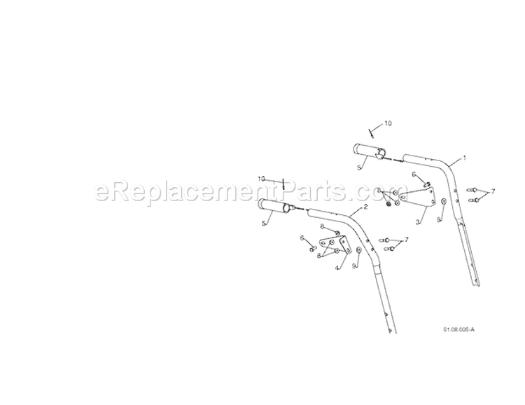 Plow Handles Diagram and Parts List for 917254880  Craftsman Snow Blower