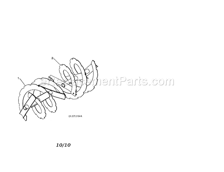 Auger Assembly Diagram and Parts List for 917254881  Craftsman Snow Blower