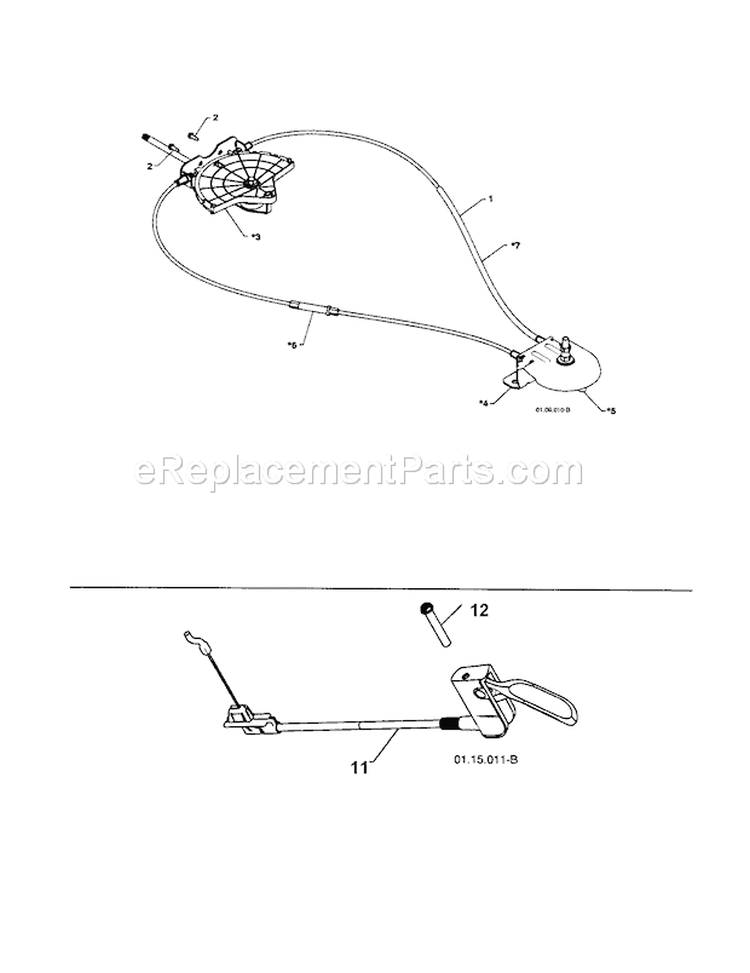 Lever/Cable Rotator Assembly Diagram and Parts List for 917254881  Craftsman Snow Blower