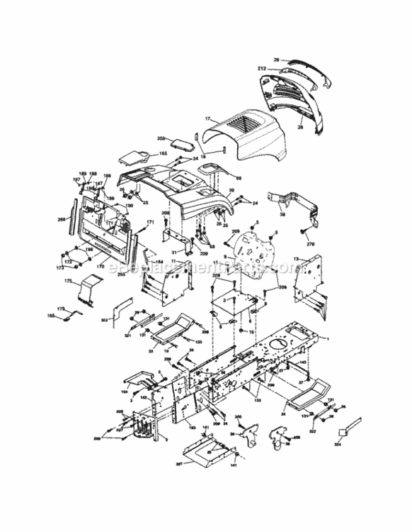 Page B Diagram and Parts List for 917254890  Craftsman Lawn Tractor