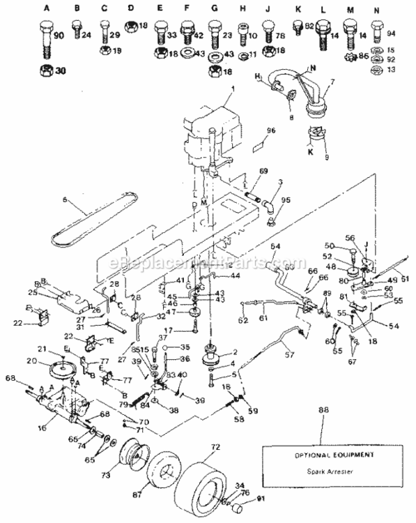 Page C Diagram and Parts List for 917254920  Craftsman Lawn Tractor
