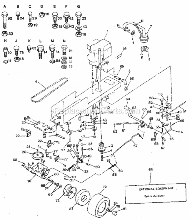 Page C Diagram and Parts List for 917254930  Craftsman Lawn Tractor