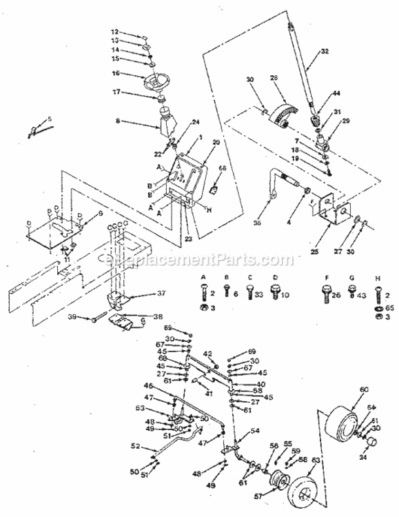 Page D Diagram and Parts List for 917254930  Craftsman Lawn Tractor