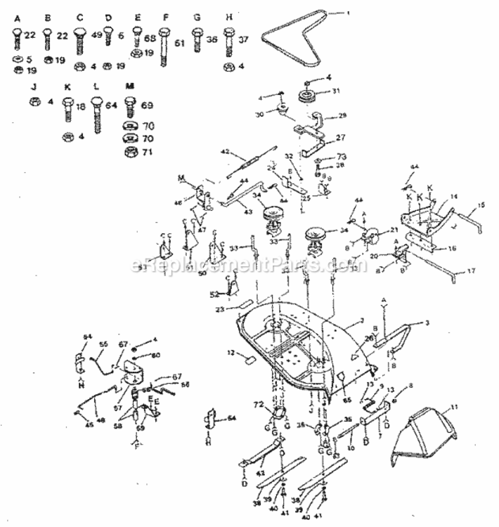Page F Diagram and Parts List for 917254930  Craftsman Lawn Tractor