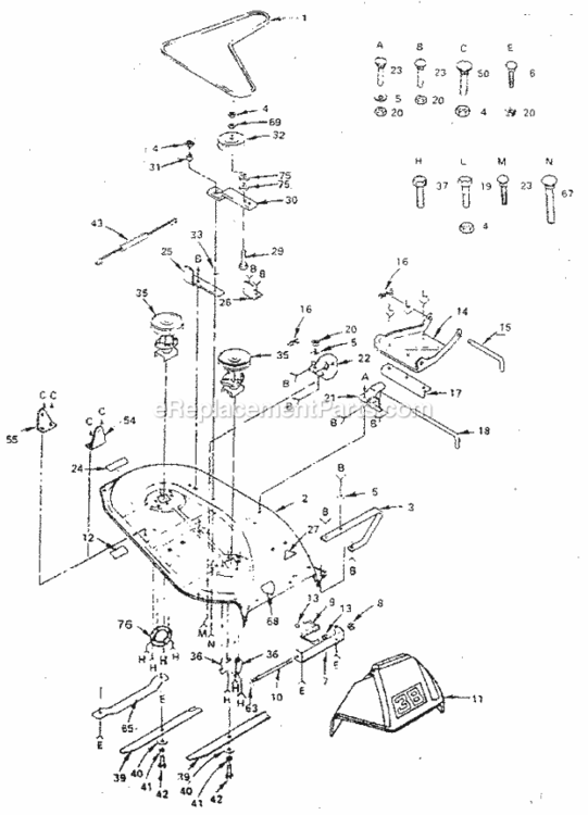 Page F Diagram and Parts List for 917254950  Craftsman Lawn Tractor