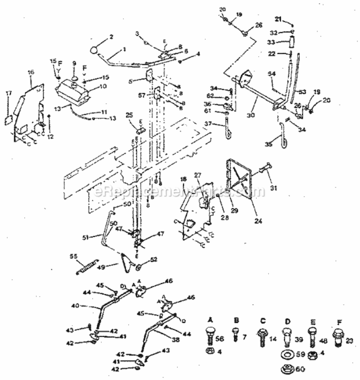 Page E Diagram and Parts List for 917254960  Craftsman Lawn Tractor