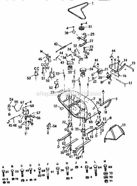 Page F Diagram and Parts List for 917254960  Craftsman Lawn Tractor