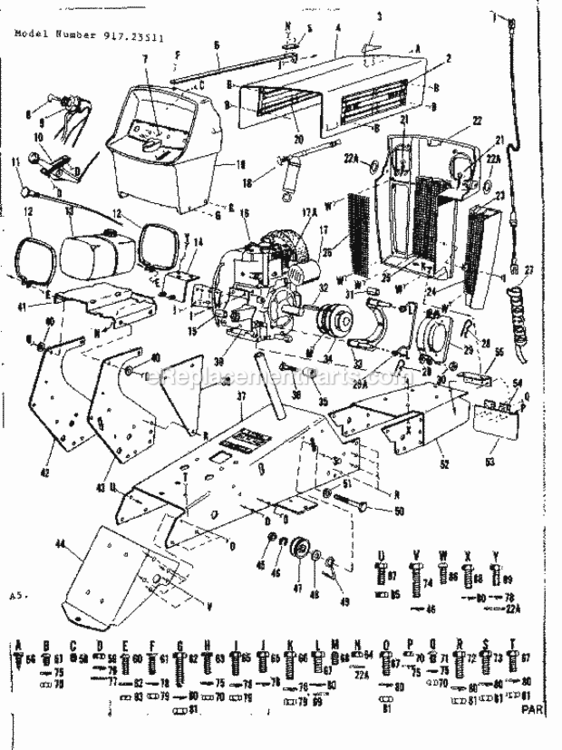 Page A Diagram and Parts List for 91725511  Craftsman Lawn Tractor