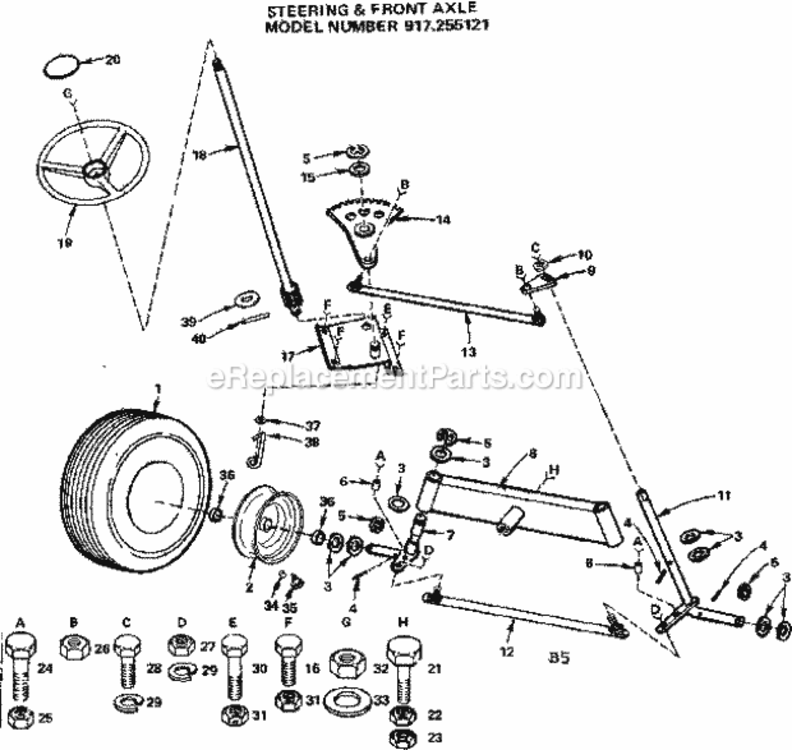 Page B Diagram and Parts List for 917255121  Craftsman Lawn Tractor