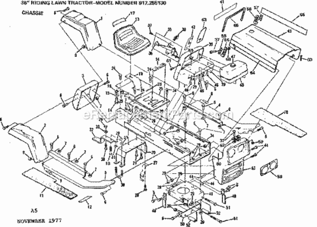 Page A Diagram and Parts List for 917255130  Craftsman Lawn Tractor
