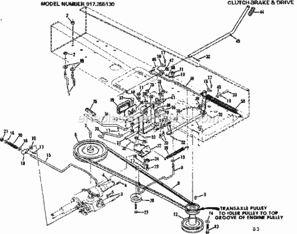 Page B Diagram and Parts List for 917255130  Craftsman Lawn Tractor