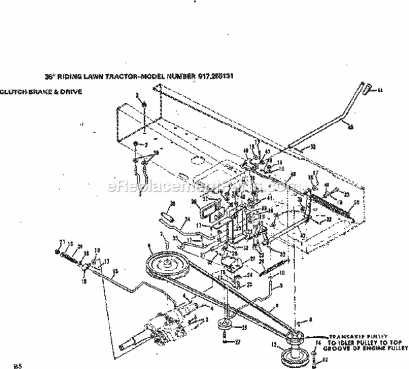 Page B Diagram and Parts List for 917255131  Craftsman Lawn Tractor