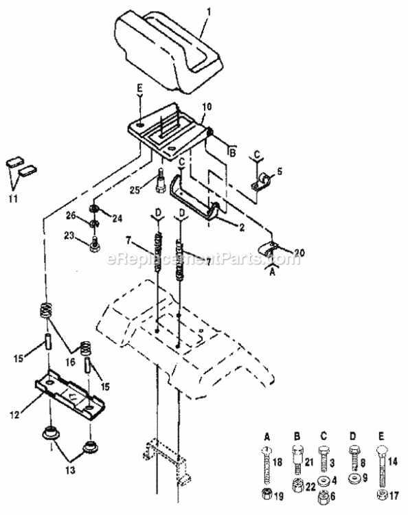 Page E Diagram and Parts List for 917255160  Craftsman Lawn Tractor