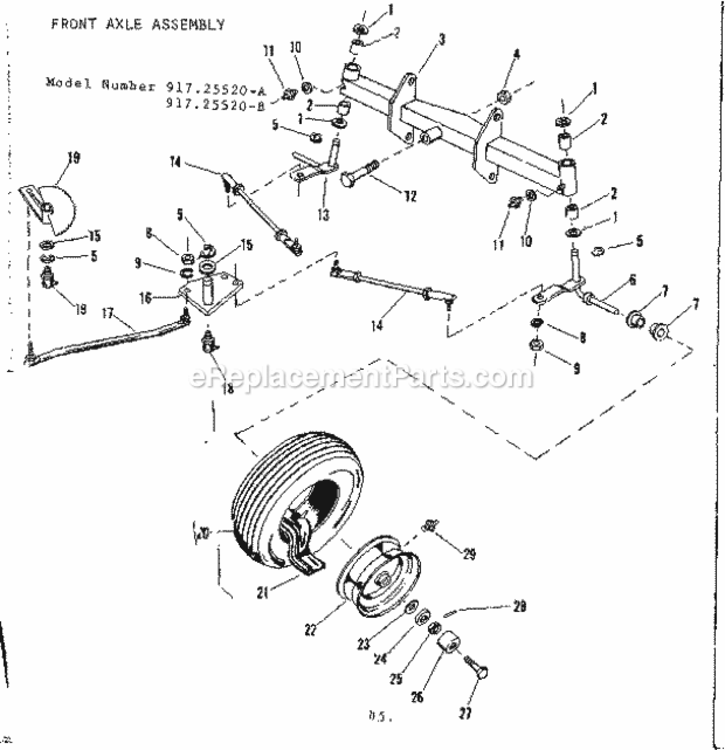Page B Diagram and Parts List for 91725520-A  Craftsman Lawn Tractor