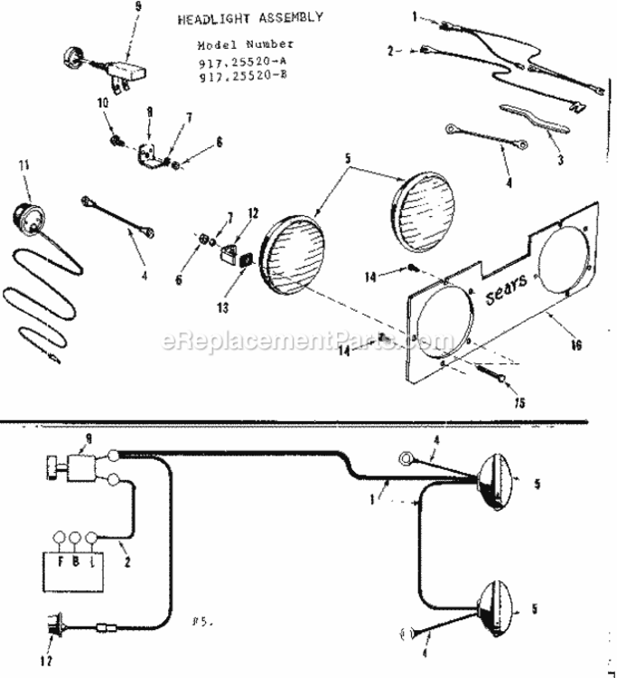 Page F Diagram and Parts List for 91725520-B  Craftsman Lawn Tractor