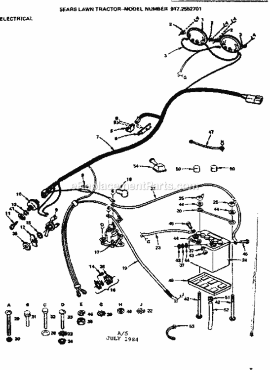 Page A Diagram and Parts List for 9172552701  Craftsman Lawn Tractor