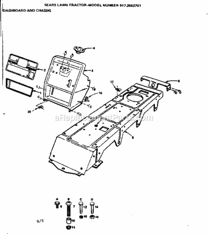 Page B Diagram and Parts List for 9172552701  Craftsman Lawn Tractor