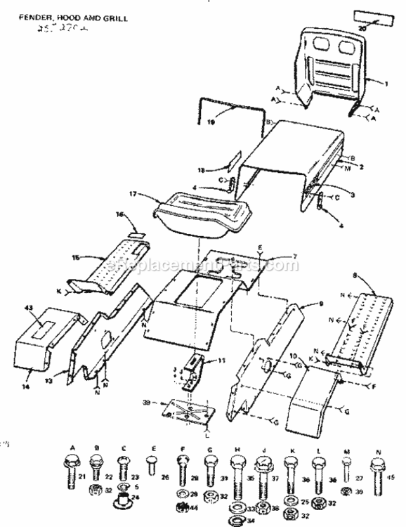 Page C Diagram and Parts List for 9172552702  Craftsman Lawn Tractor