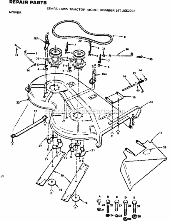 Page H Diagram and Parts List for 9172552702  Craftsman Lawn Tractor