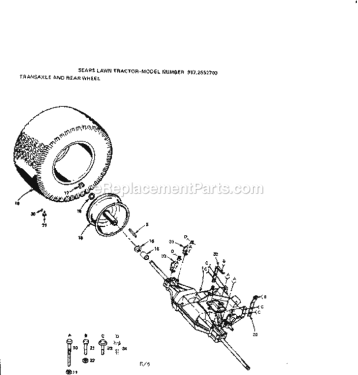 Page E Diagram and Parts List for 9172552703  Craftsman Lawn Tractor