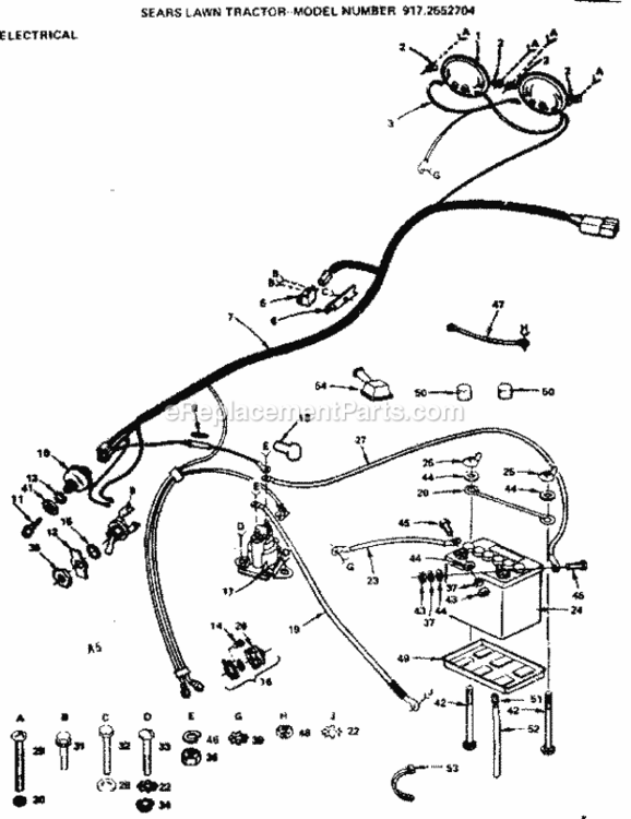 Page A Diagram and Parts List for 9172552704  Craftsman Lawn Tractor
