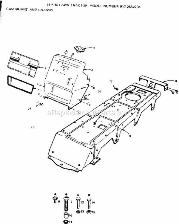Page B Diagram and Parts List for 9172552704  Craftsman Lawn Tractor